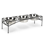 Dog Bowl Stand Elevated Triple Stainless Steel Bowls
