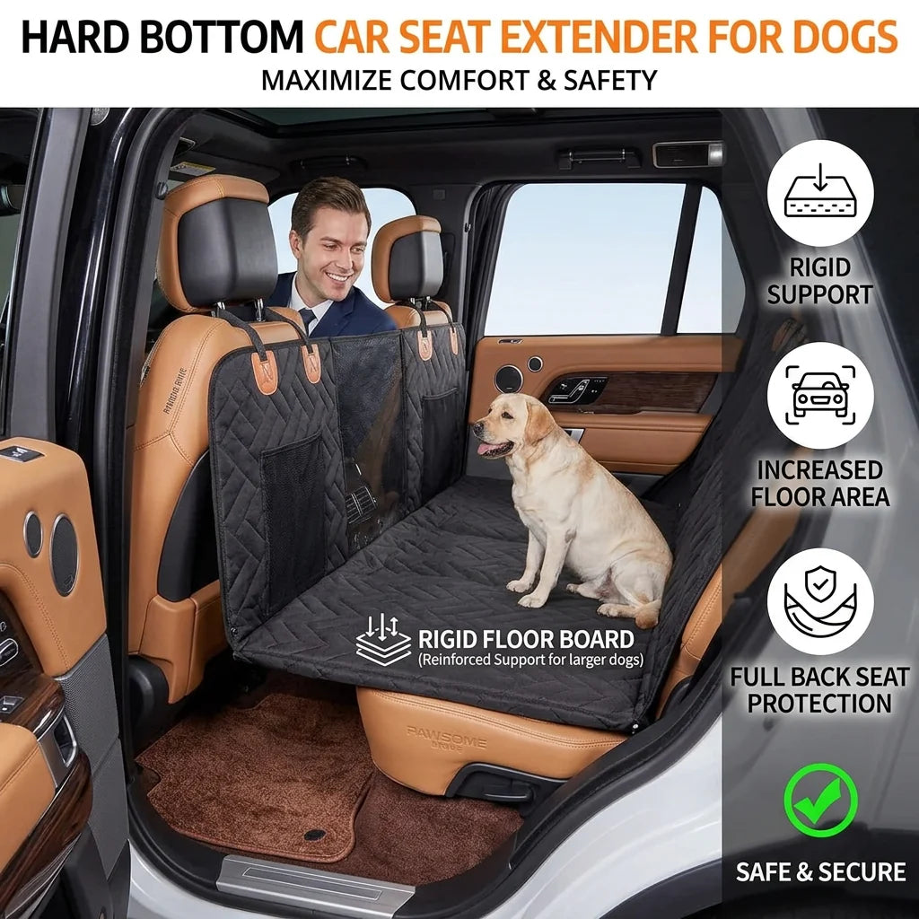 Dog Car Seat Extender Hard-Bottom Waterproof Memory Foam