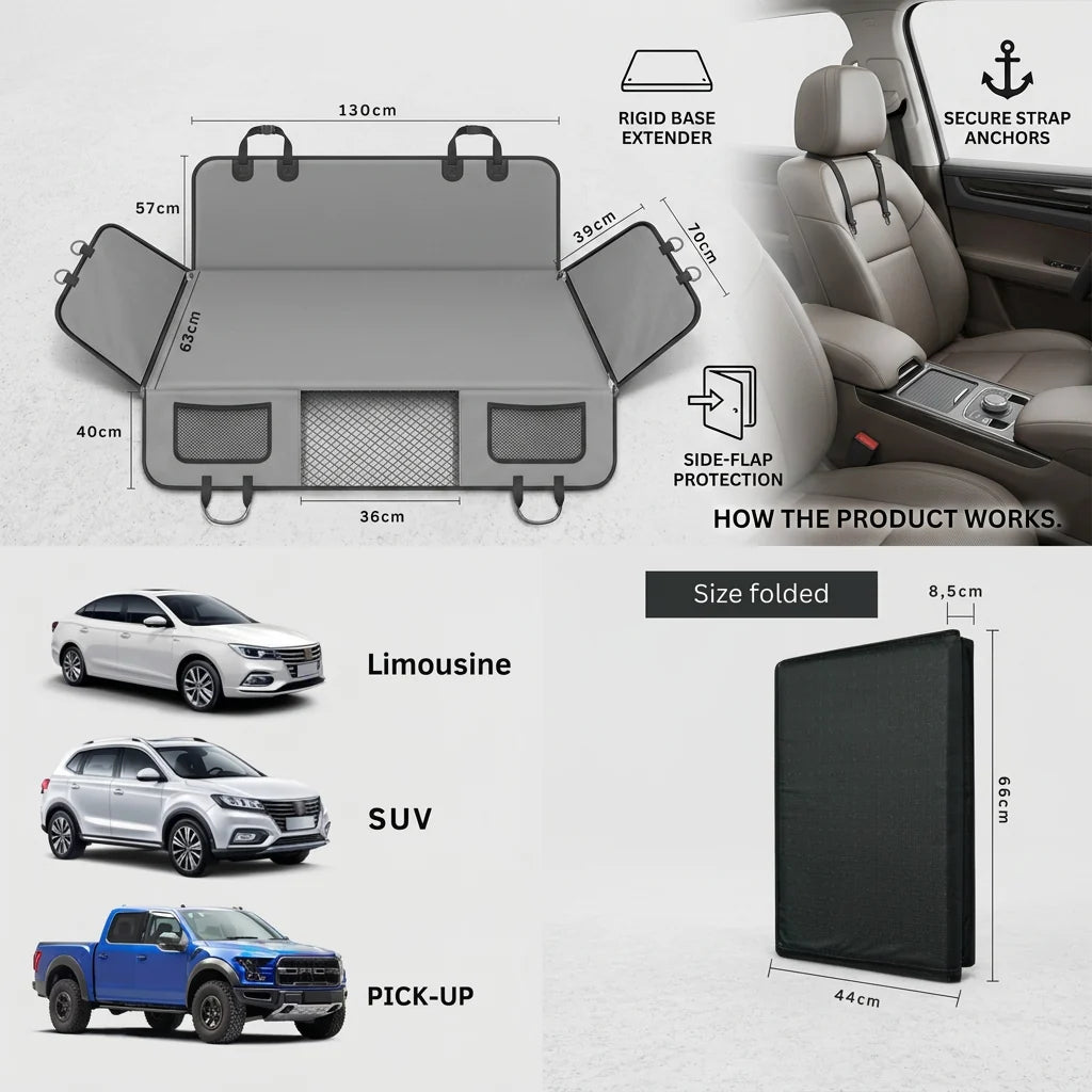Dog Car Seat Extender Hard-Bottom Waterproof Memory Foam