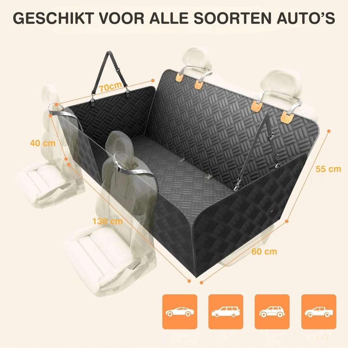 Dog Car Seat Extender Waterproof Memory Foam Rigid Base