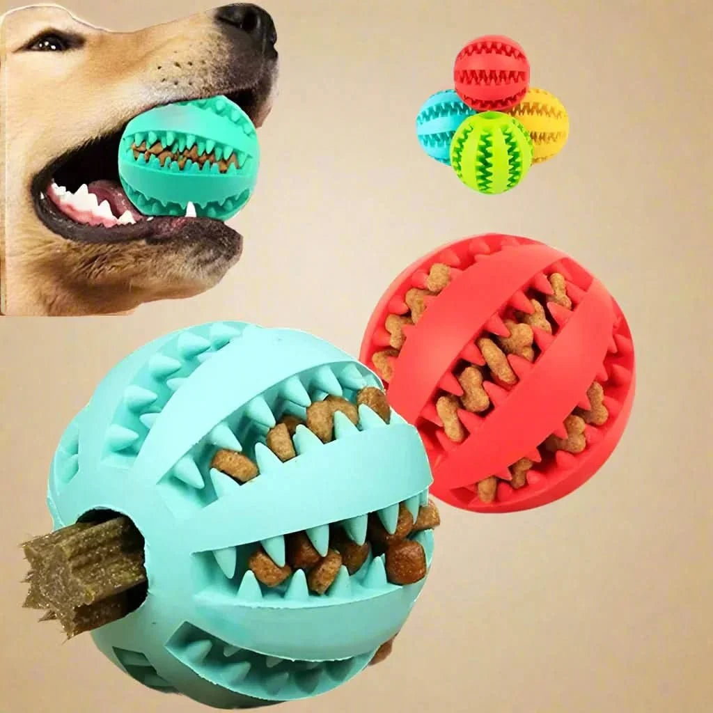 Dog Chew Ball Treat-Dispensing Textured Natural Rubber
