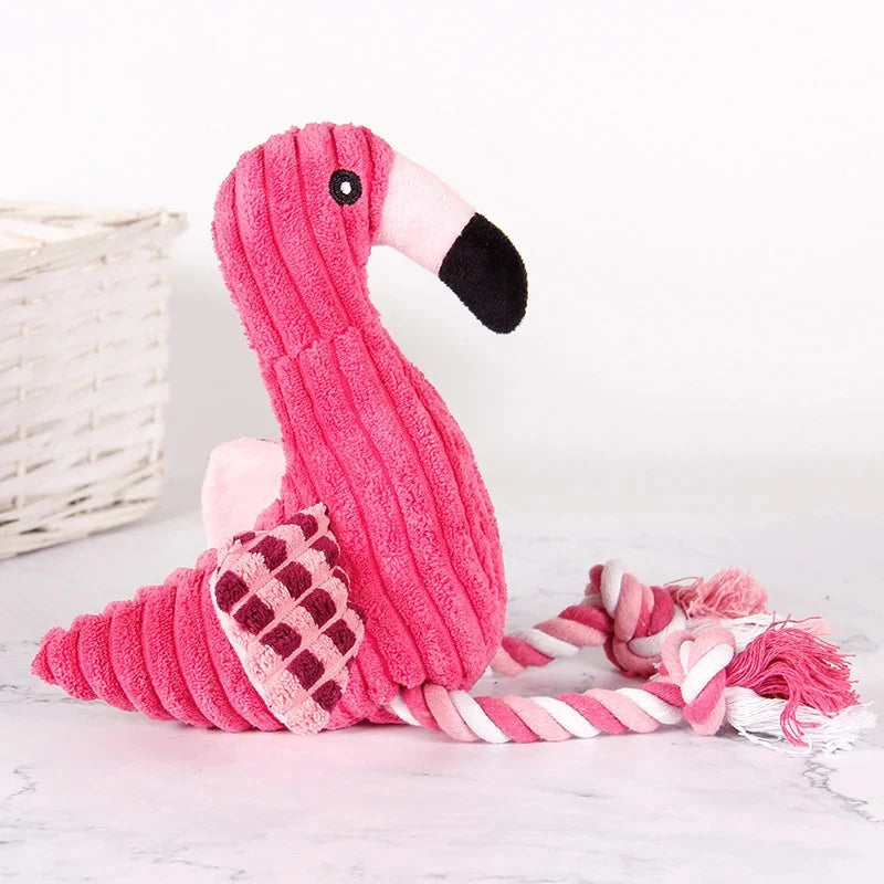 Dog Chew Toy Plush Squeaker & Tug Rope 2-Pack