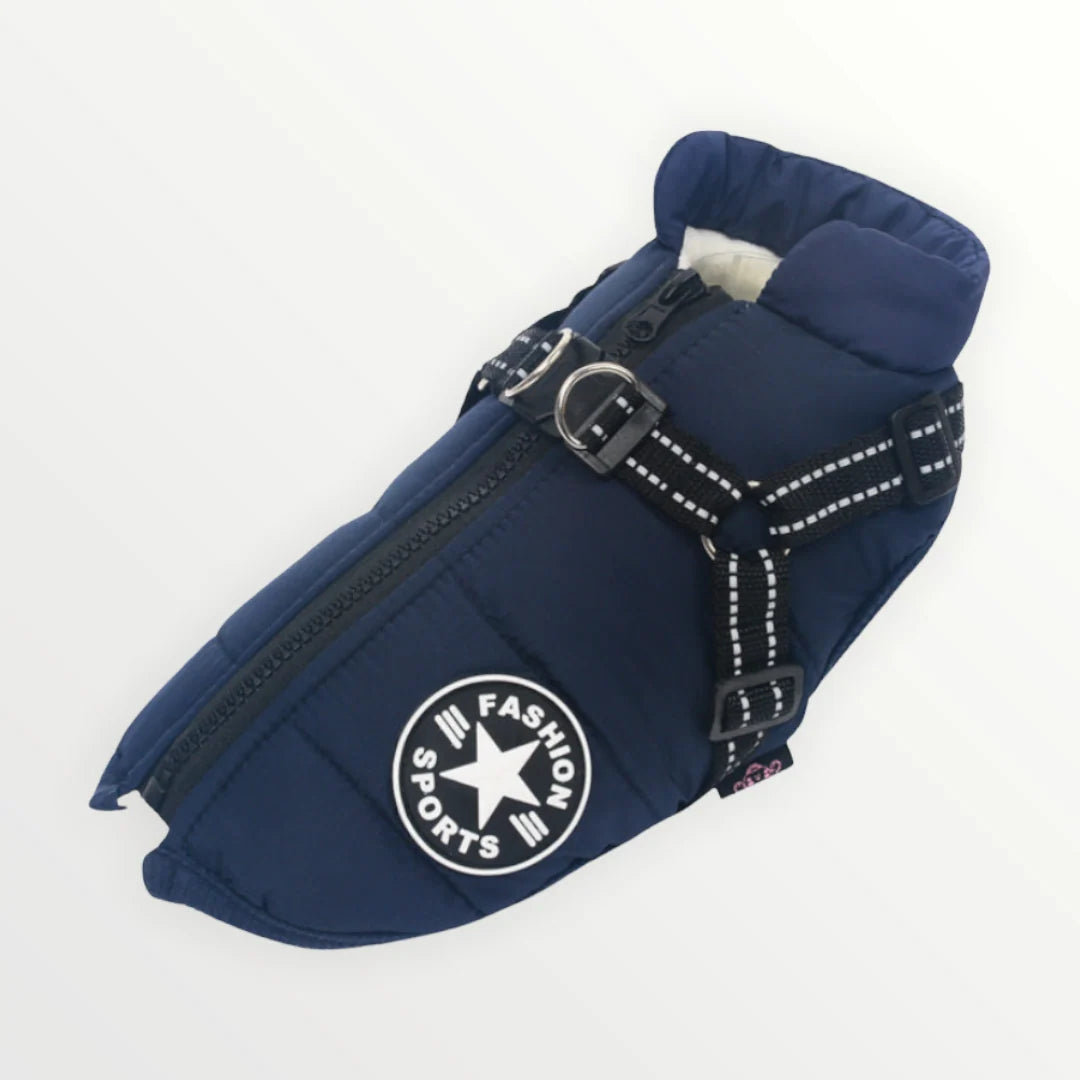 Dog Coat Water-Resistant Integrated Harness Reflective Details