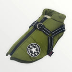 Dog Coat Water-Resistant Integrated Harness Reflective Details