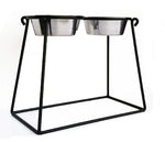 Dog Feeder Elevated Adjustable Height Stainless Steel Double Bowls
