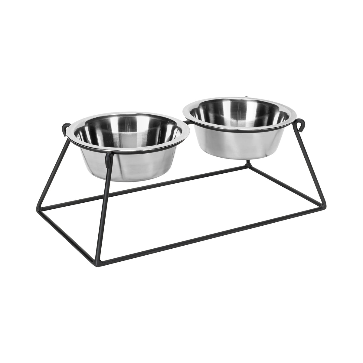 Dog Feeder Elevated Adjustable Height Stainless Steel Double Bowls