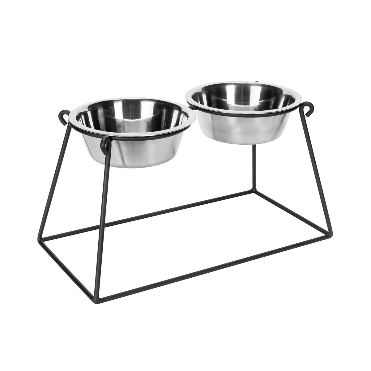 Dog Feeder Elevated Adjustable Height Stainless Steel Double Bowls