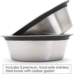 Dog Feeder Elevated Adjustable Height Stainless Steel Double Bowls