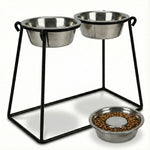 Dog Feeder Elevated Double Bowl Stainless Steel Bowls