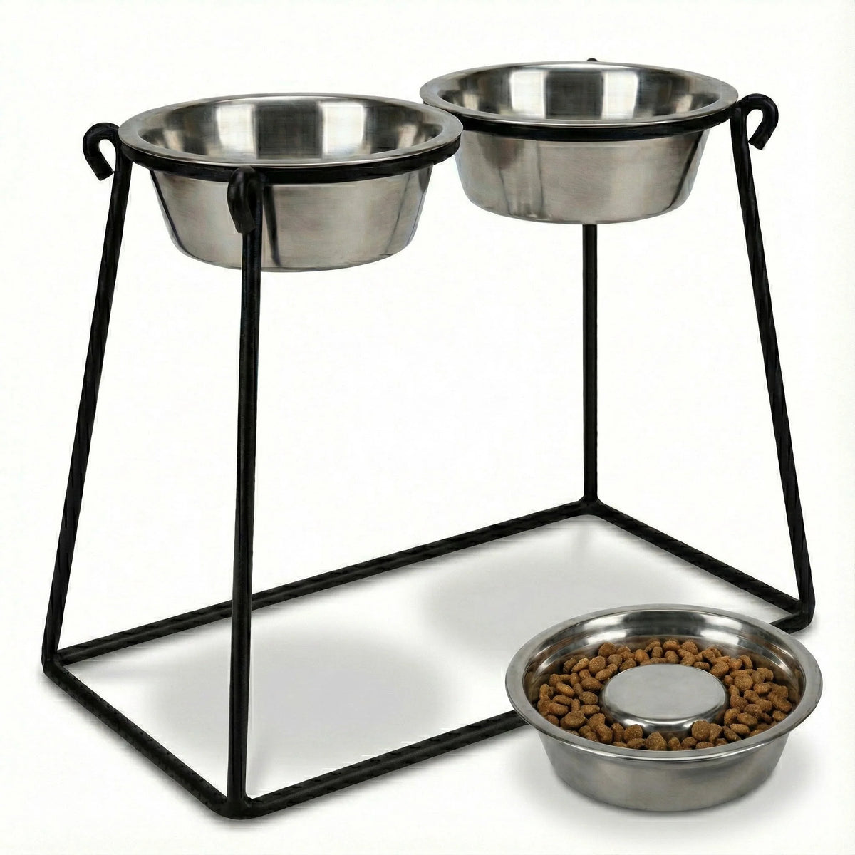 Dog Feeder Elevated Double Bowl Stainless Steel Bowls