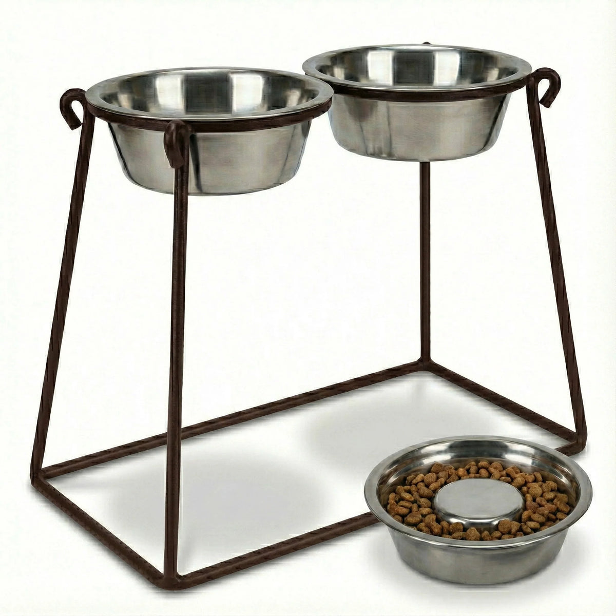 Dog Feeder Elevated Double Bowl Stainless Steel Bowls