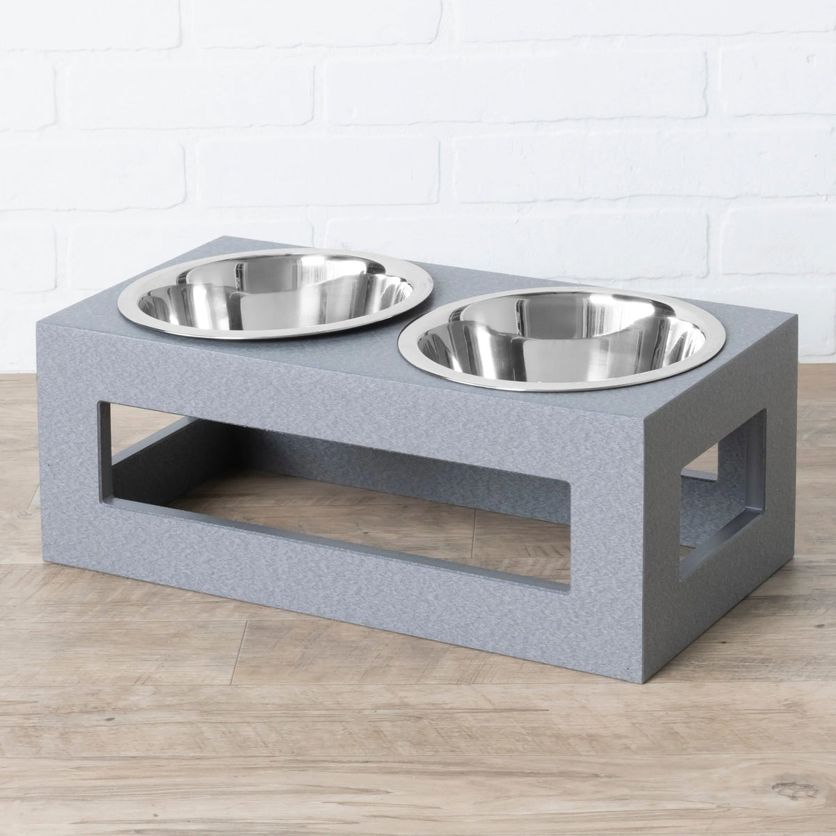 Dog Feeder Elevated Double Bowl Stainless Steel Weatherproof Stand