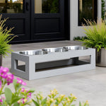 Dog Feeder Elevated Triple Stainless Steel Bowls