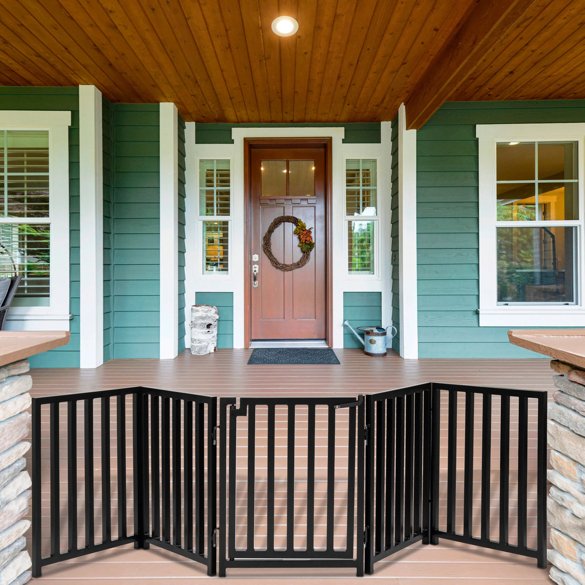 Dog Gate Extra Wide Freestanding Steel Walk-Through Door