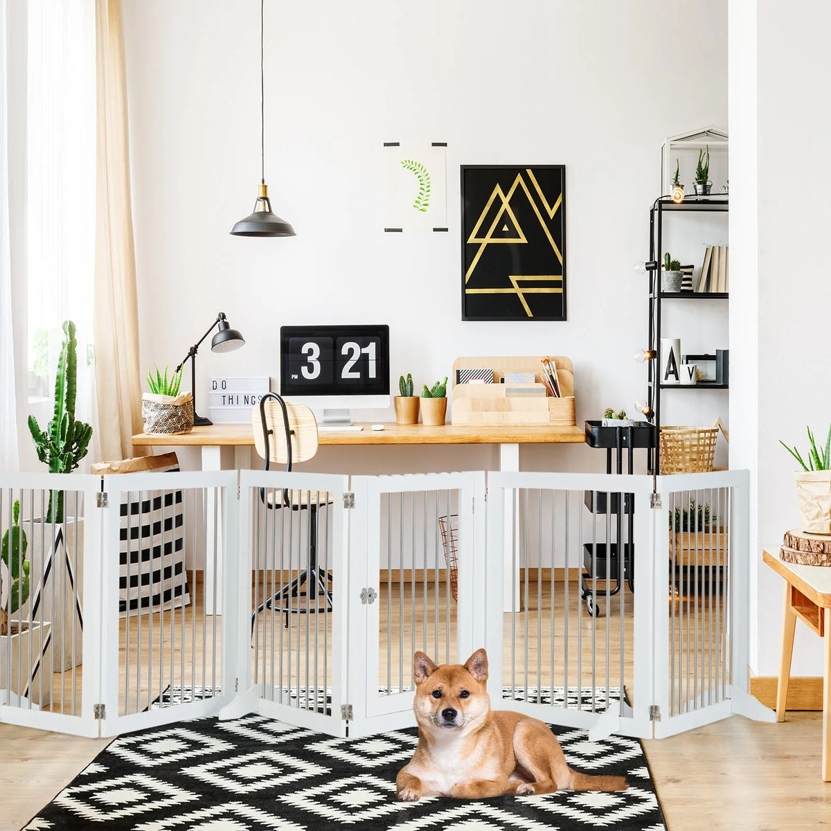 Dog Gate Freestanding Extra Wide Lockable Door