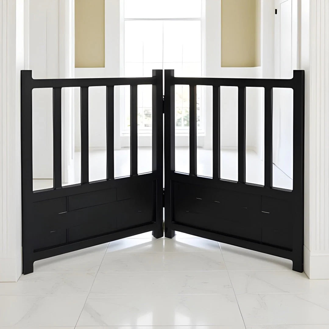 Dog Gate Freestanding Steel Expandable 24-Inch Tall