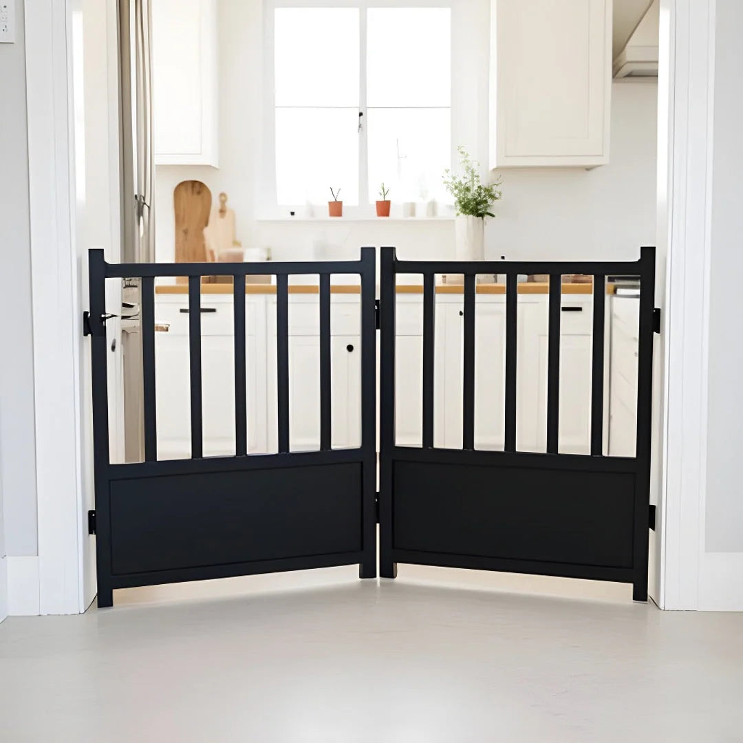 Dog Gate Freestanding Steel Expandable 24-Inch Tall