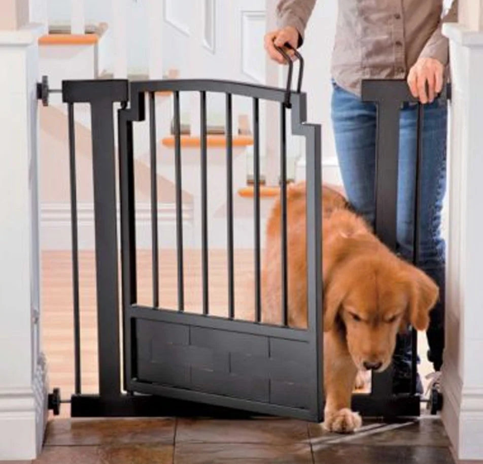 Dog Gate Pressure-Mounted Walk-Through Door Adjustable Width