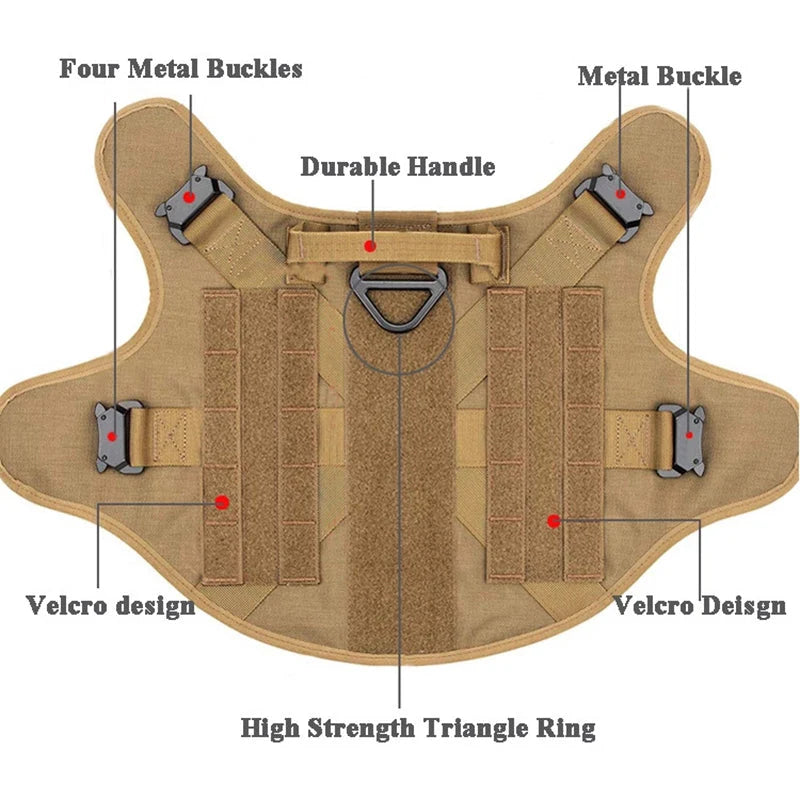 Dog Harness 1050D Nylon MOLLE Reinforced Handle