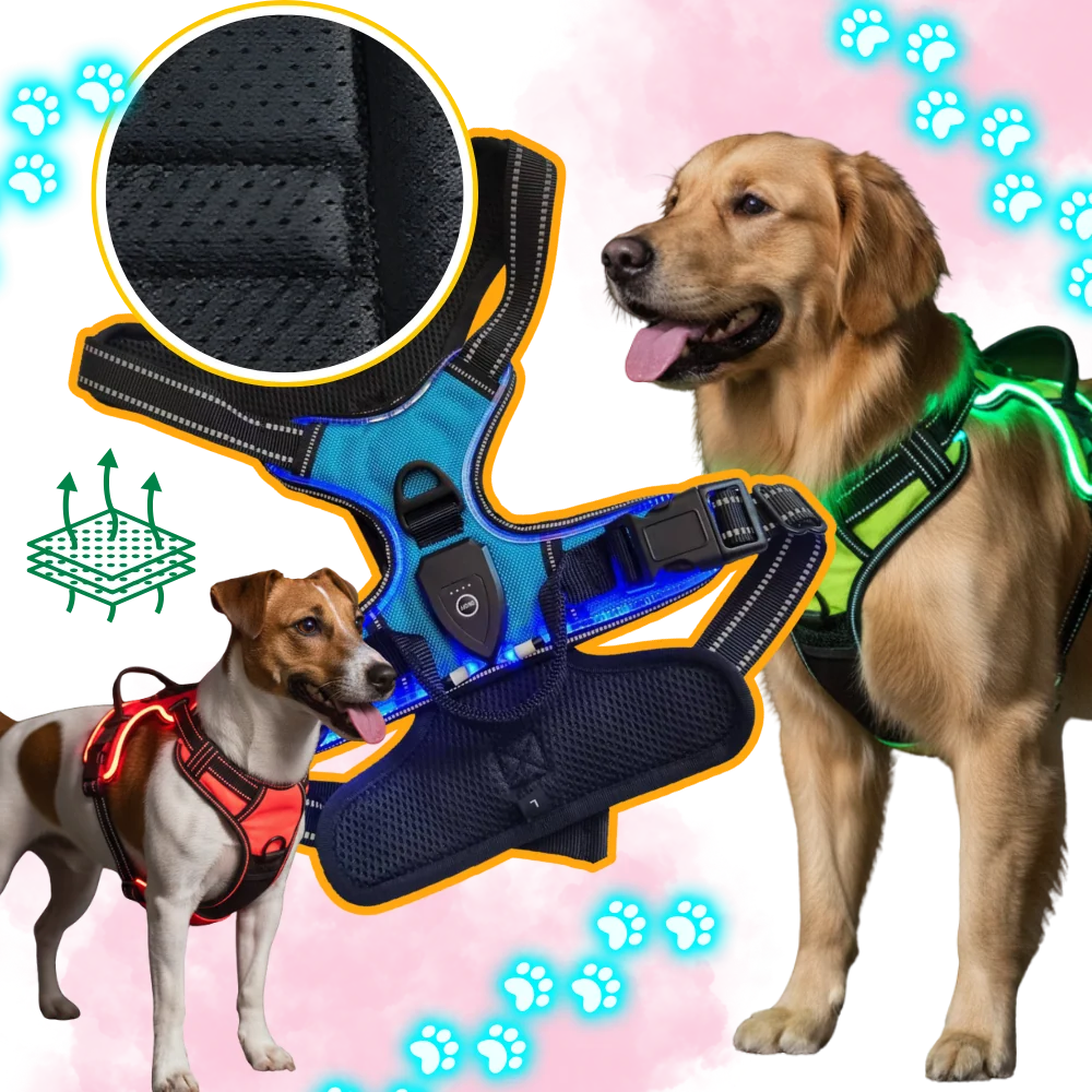 Dog Harness No-Pull LED Lights USB-C Rechargeable
