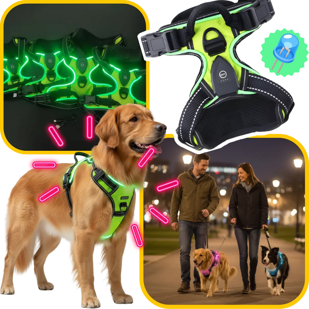 Dog Harness No-Pull LED Lights USB-C Rechargeable
