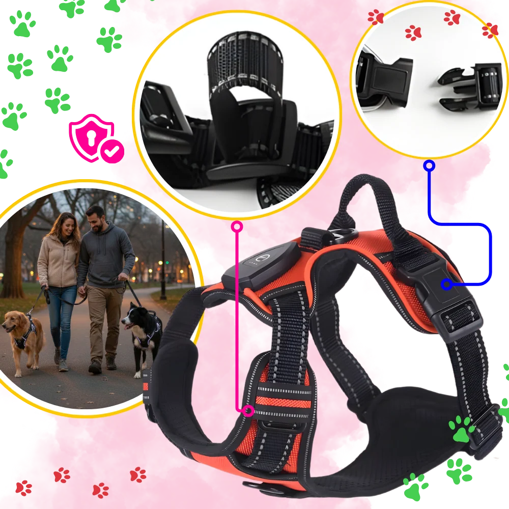 Dog Harness No-Pull LED Lights USB-C Rechargeable