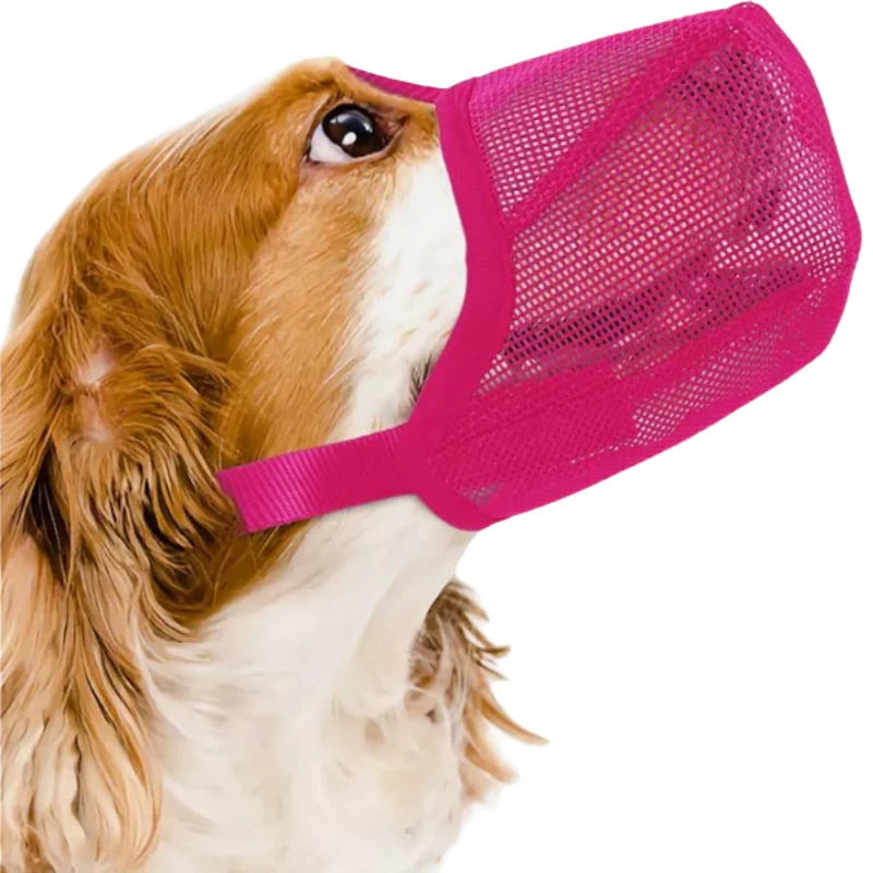Dog Muzzle Breathable Mesh Adjustable Straps & Quick-Release Buckle