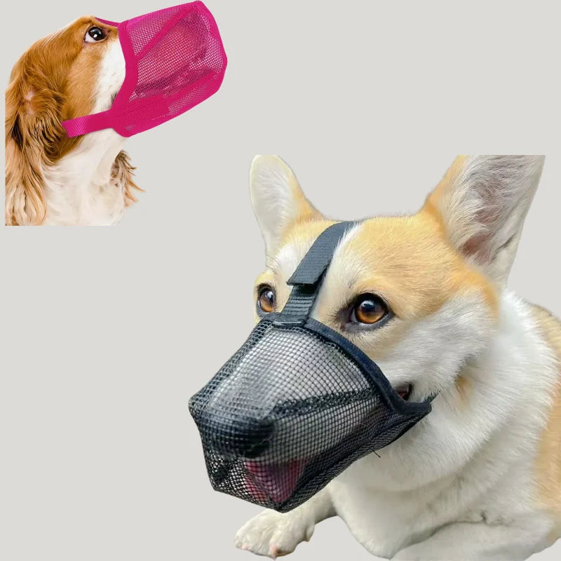 Dog Muzzle Breathable Mesh Adjustable Straps & Quick-Release Buckle