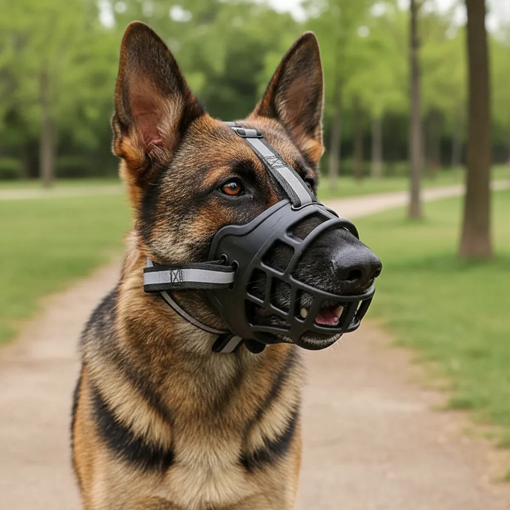 Dog Muzzle Breathable Polyester Mesh Adjustable Straps