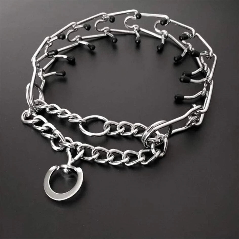 Dog Prong Training Collar Rubber-Tipped Rust-Resistant Adjustable Fit