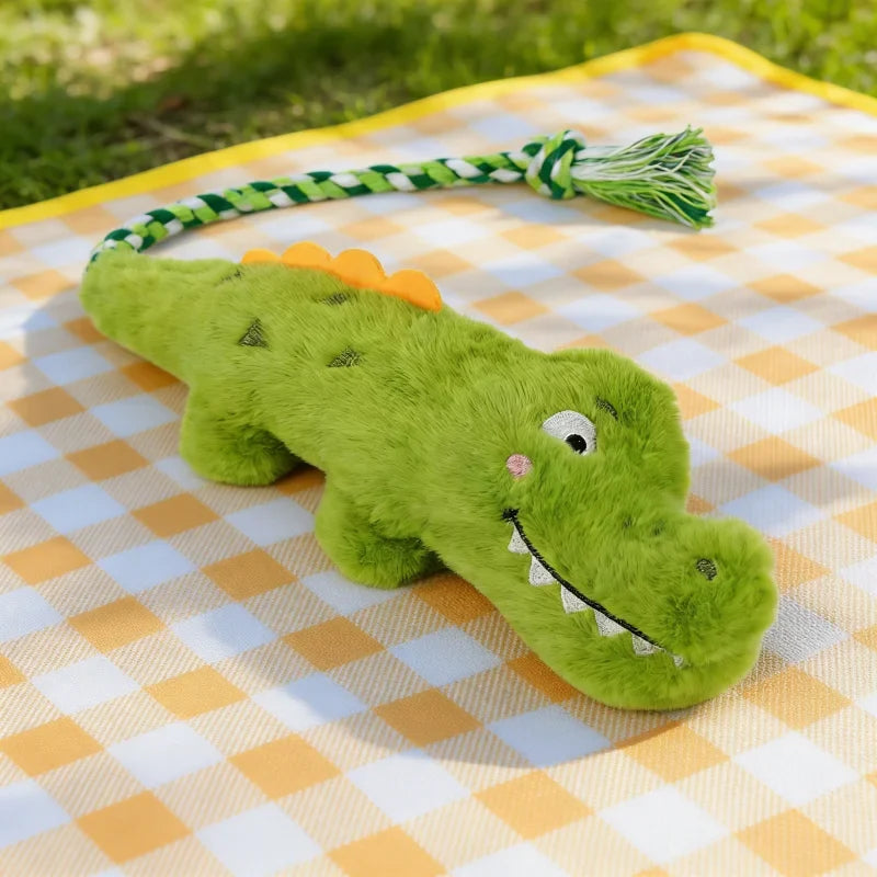 Dog Rope Toy Bite-Resistant Knotted Plush & Squeaker