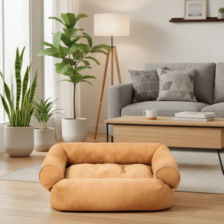 Dog Sofa Bed Orthopedic Pressure-Relieving Padding Raised Sides