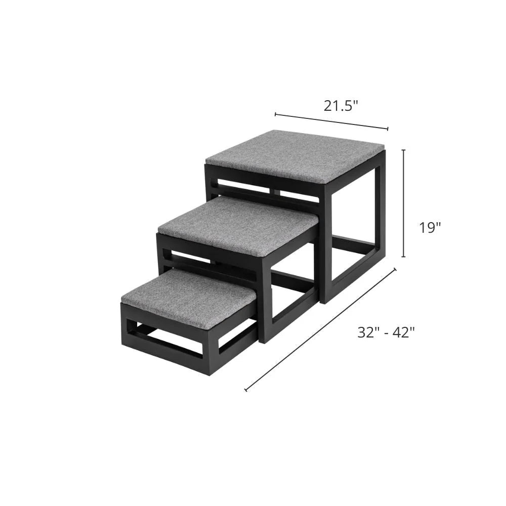Dog Stairs Nesting Design Upholstered Non-Slip 180 lb Capacity