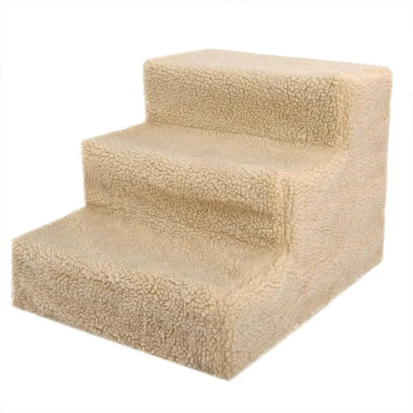 Dog Stairs Three-Step Removable Washable Fleece Cover Supports 44 lb