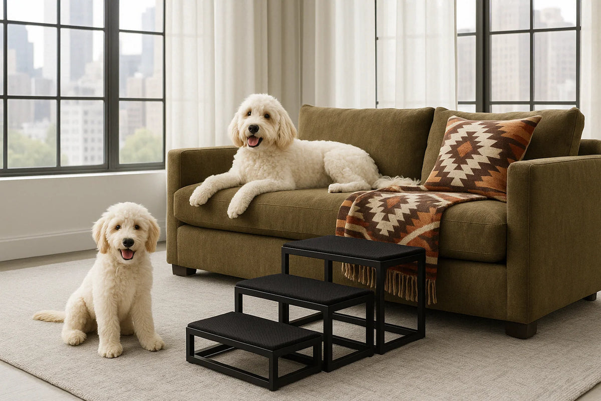 Dog Stairs Wide Padded Non-Slip Steps 180 lb Capacity
