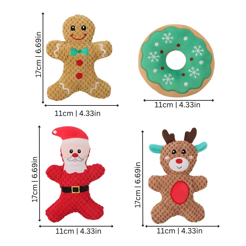 Dog Toy Set Holiday Plush Squeaky Set of 5