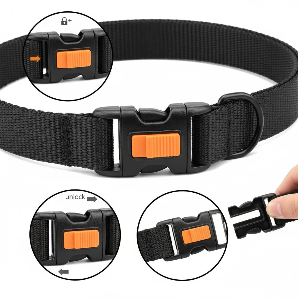 Dog Training Collar Stainless Steel Nylon-Covered Adjustable Fit