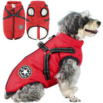Dog Winter Coat Waterproof Windproof Fleece-Lined Built-In Harness
