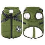 Dog Winter Coat Waterproof Windproof Fleece-Lined Built-In Harness