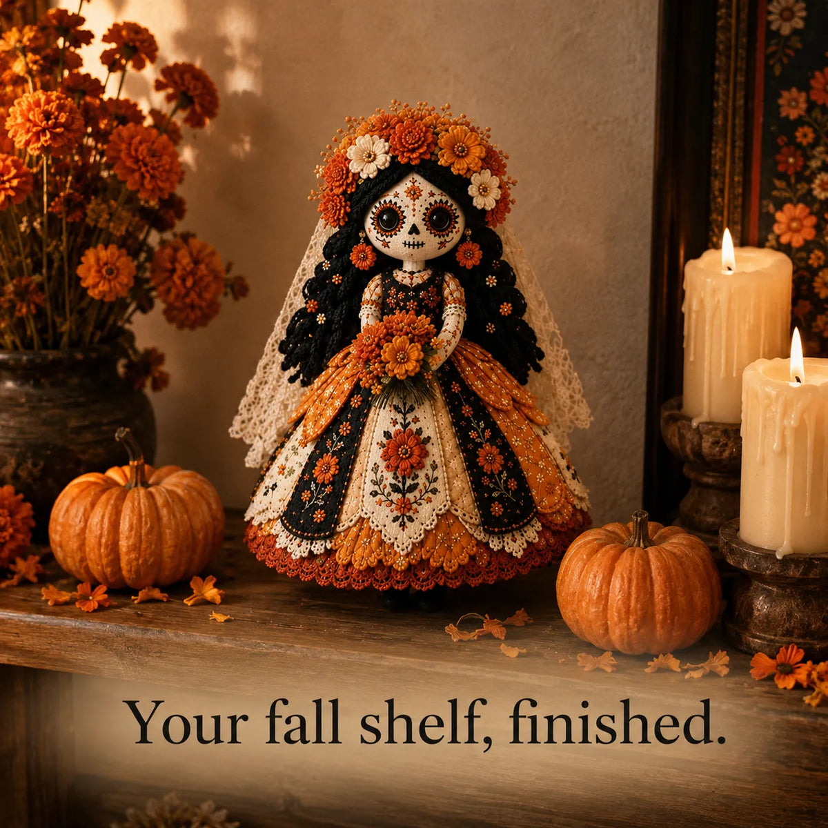 Doll Sewing Kit Day of the Dead Patchwork Design