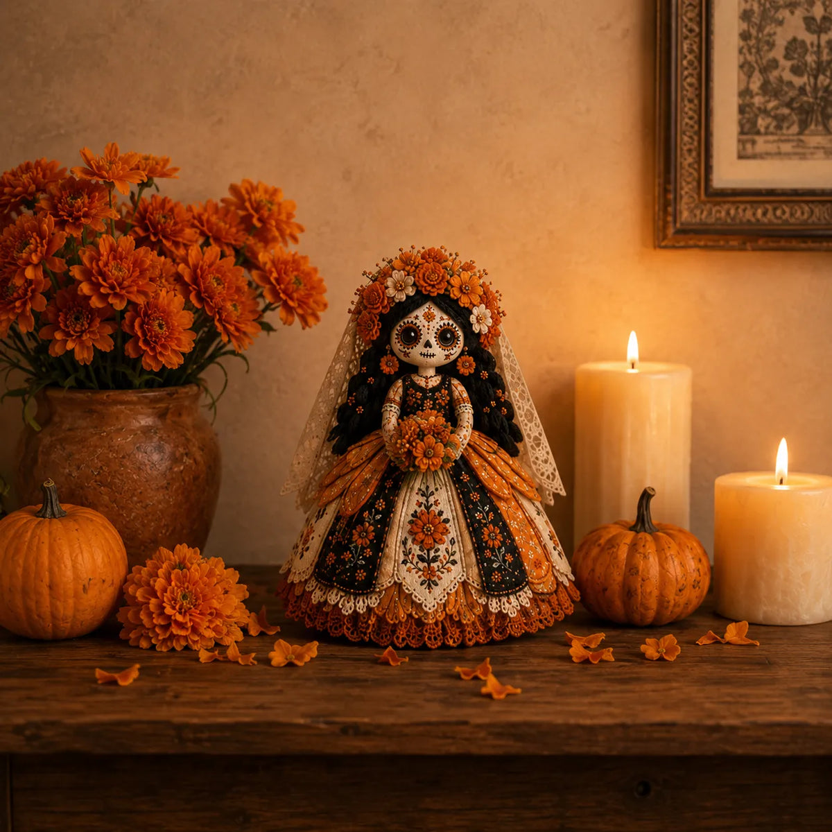 Doll Sewing Kit Day of the Dead Patchwork Design
