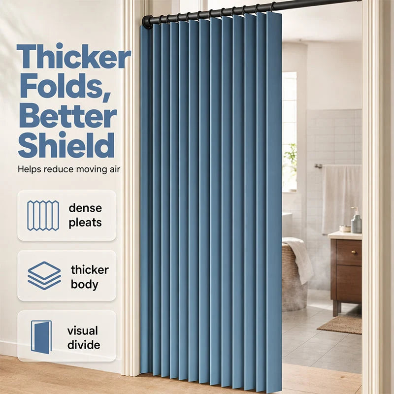Door Curtain Magnetic Closure Accordion Folding No-Drill Installation