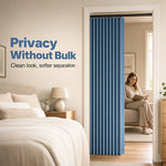 Door Curtain Magnetic Closure Accordion Folding No-Drill Installation