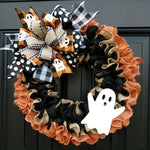 Door Wreath Burlap Ghost Accent Tool-Free Hanging