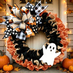 Door Wreath Burlap Ghost Accent Tool-Free Hanging