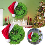 Door Wreath Whimsical Grinch Face Weather-Resistant 15.75 Inch