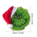 Door Wreath Whimsical Grinch Face Weather-Resistant 15.75 Inch