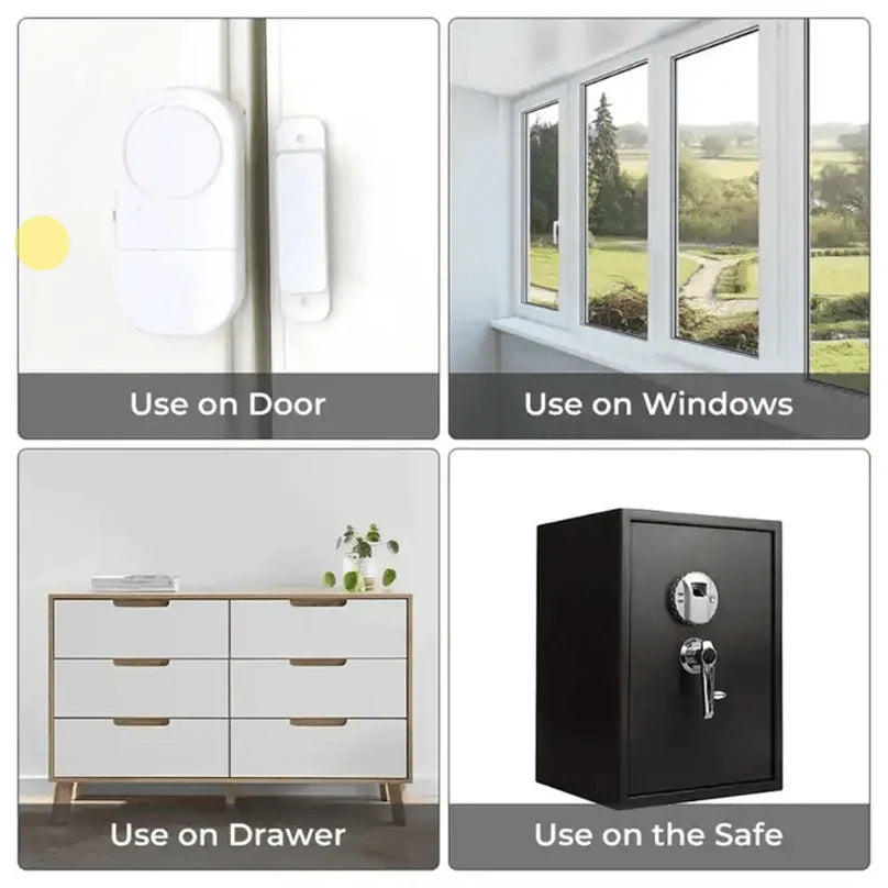 Door and Window Alarm 90 dB Battery-Powered Tool-Free Installation