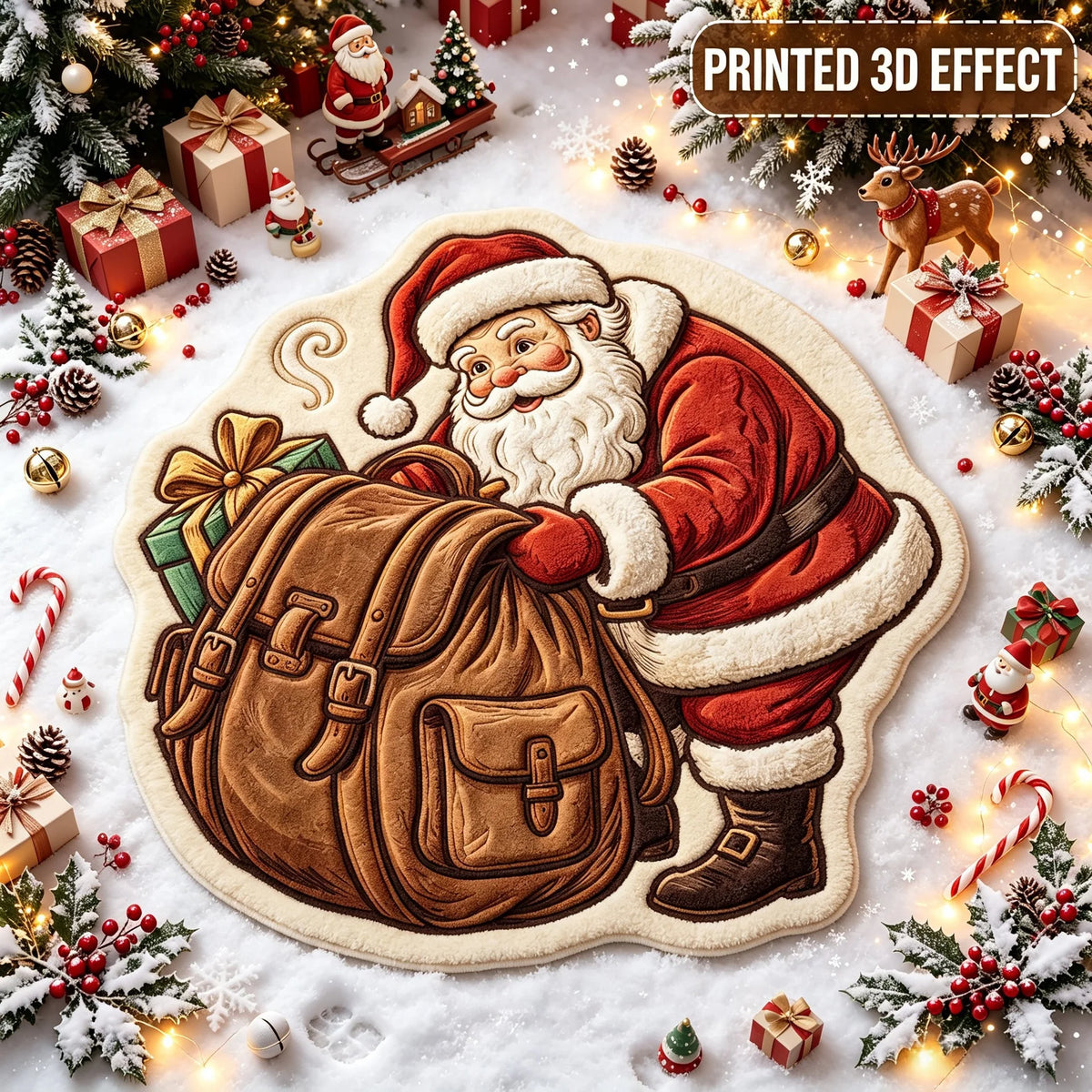 Doormat 3D Printed Santa Easy-Clean & Pet-Safe