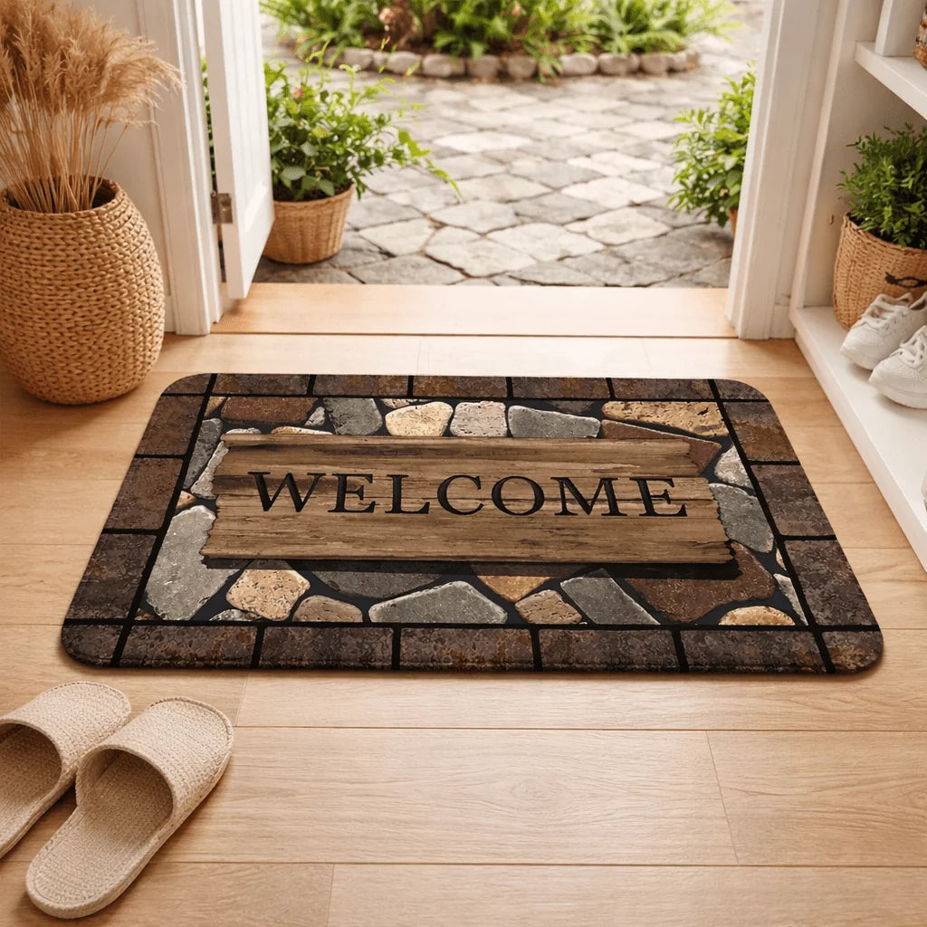 Doormat Floral Pattern Non-Slip Indoor & Outdoor Use